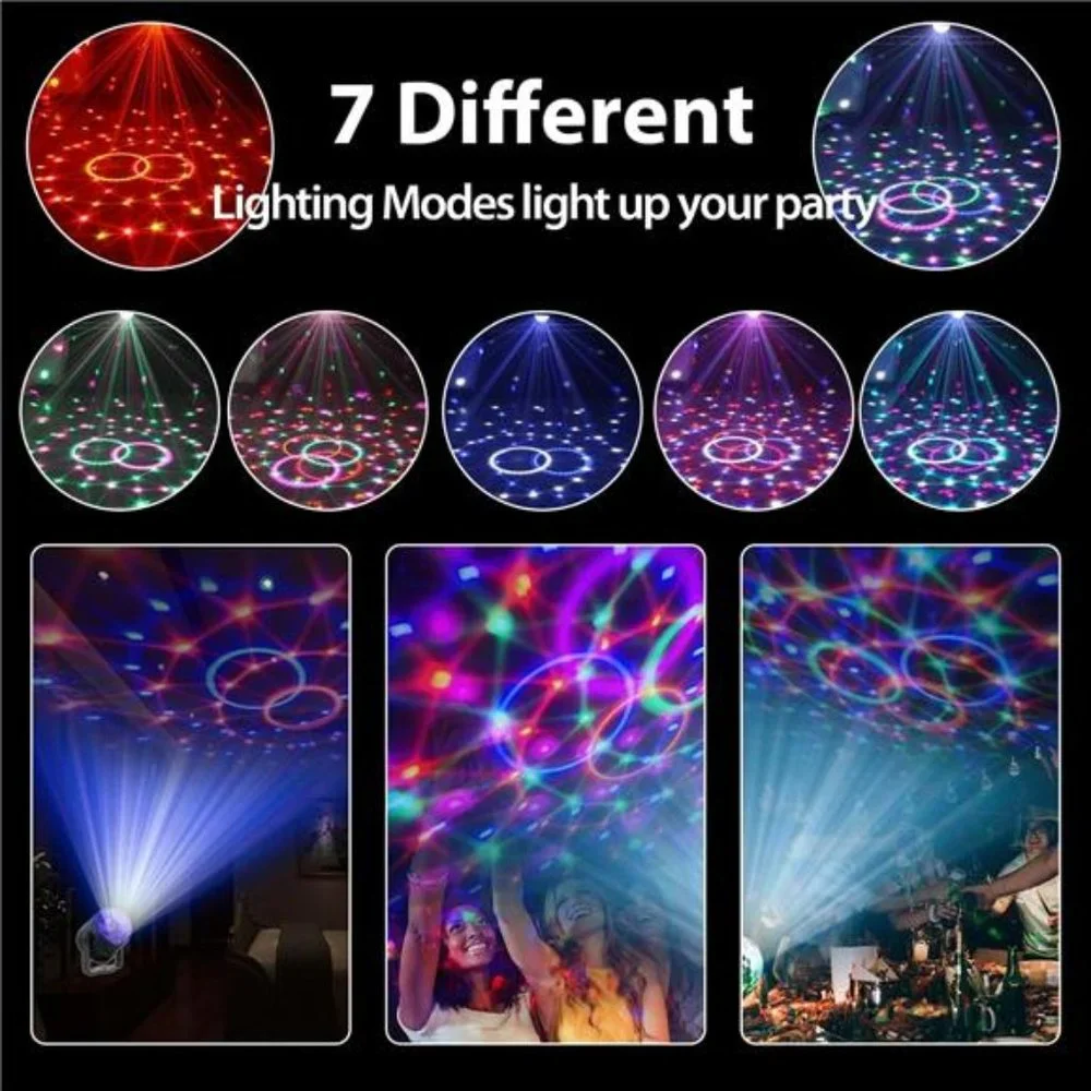 [3-Pack] Party Lights, 7 Colors Sound Activated Stage Light with Remote Control